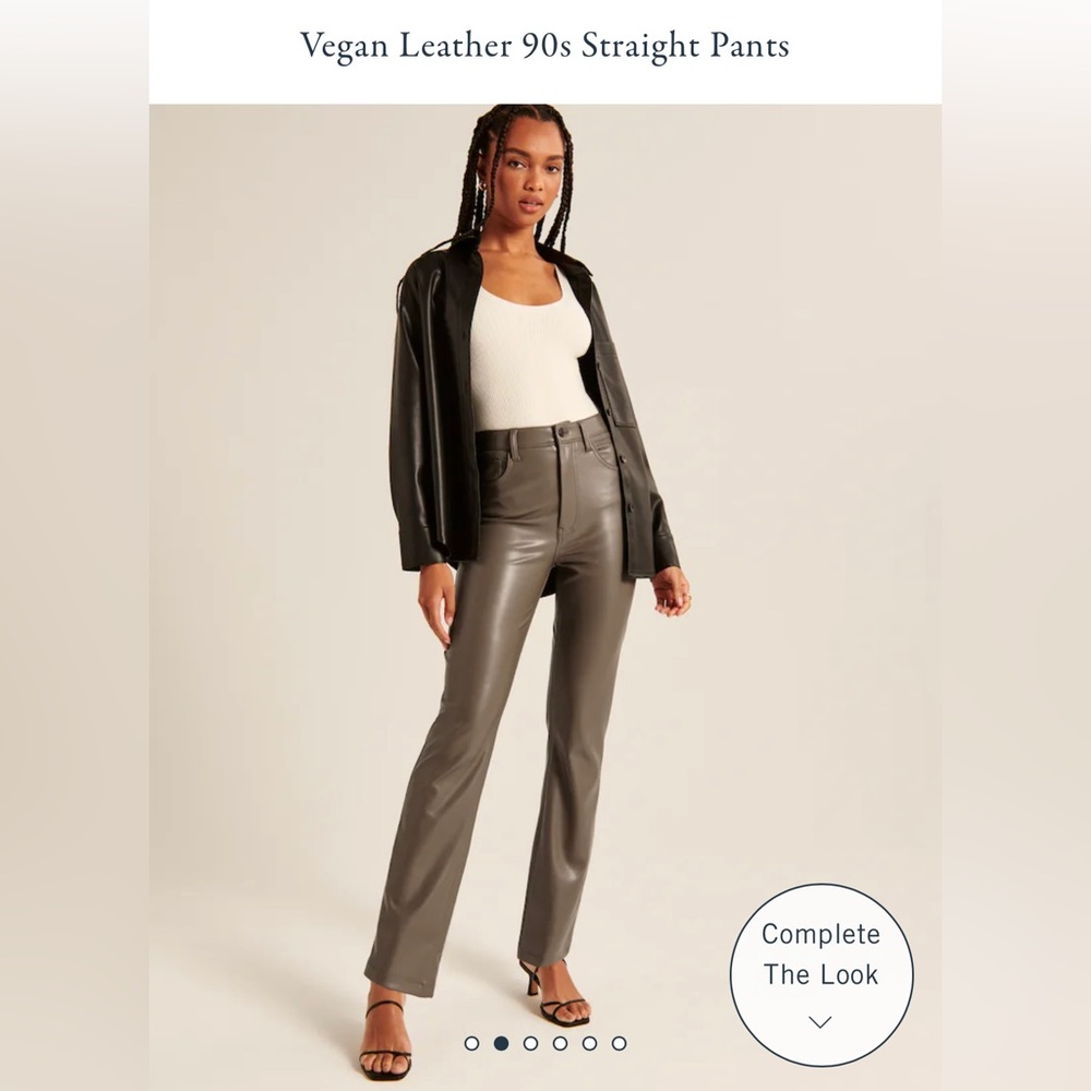 Abercrombie & Fitch Vegan Leather 90s Straight Pants Green